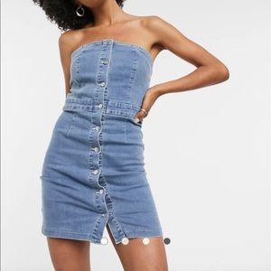 ASOS emory park mini strapless denim dress
